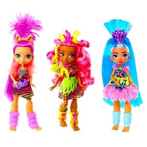 Cave Club Doll Set, 3 Poseable Prehistoric Dolls